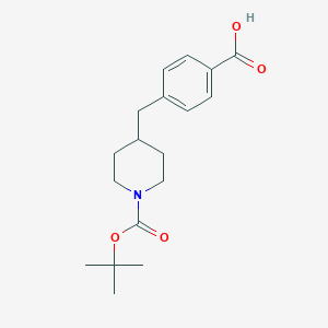 molecular formula C18H25NO4 B115314 4-((1-(tert-Butoxycarbonyl)piperidin-4-yl)methyl)benzoic acid CAS No. 147969-86-6
