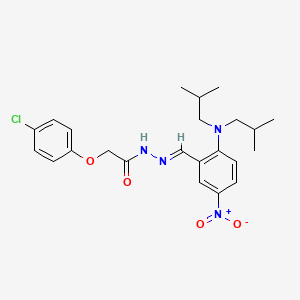 molecular formula C23H29ClN4O4 B11531497 N'-[(E)-{2-[bis(2-methylpropyl)amino]-5-nitrophenyl}methylidene]-2-(4-chlorophenoxy)acetohydrazide 