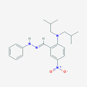 molecular formula C21H28N4O2 B11531594 N,N-bis(2-methylpropyl)-4-nitro-2-[(E)-(2-phenylhydrazinylidene)methyl]aniline 
