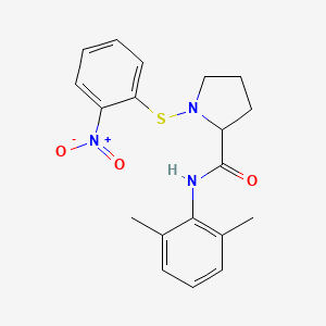 molecular formula C19H21N3O3S B11531639 N-(2,6-dimethylphenyl)-1-[(2-nitrophenyl)sulfanyl]prolinamide 