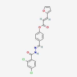 molecular formula C21H14Cl2N2O4 B11531640 4-[(E)-{2-[(2,4-dichlorophenyl)carbonyl]hydrazinylidene}methyl]phenyl (2E)-3-(furan-2-yl)prop-2-enoate 