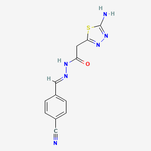 molecular formula C12H10N6OS B11531677 2-(5-amino-1,3,4-thiadiazol-2-yl)-N'-[(E)-(4-cyanophenyl)methylidene]acetohydrazide 
