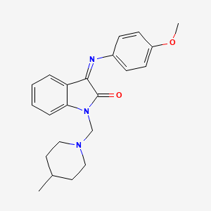molecular formula C22H25N3O2 B11531707 (3Z)-3-[(4-methoxyphenyl)imino]-1-[(4-methylpiperidin-1-yl)methyl]-1,3-dihydro-2H-indol-2-one 