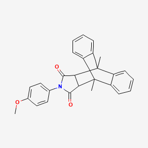 molecular formula C27H23NO3 B11531743 17-(4-Methoxyphenyl)-1,8-dimethyl-17-azapentacyclo[6.6.5.0~2,7~.0~9,14~.0~15,19~]nonadeca-2,4,6,9,11,13-hexaene-16,18-dione (non-preferred name) 