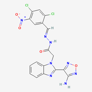 molecular formula C18H12Cl2N8O4 B11531765 2-[2-(4-amino-1,2,5-oxadiazol-3-yl)-1H-benzimidazol-1-yl]-N'-[(E)-(2,4-dichloro-5-nitrophenyl)methylidene]acetohydrazide 