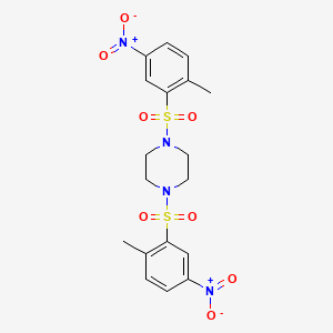 molecular formula C18H20N4O8S2 B11531828 1,4-Bis[(2-methyl-5-nitrophenyl)sulfonyl]piperazine 