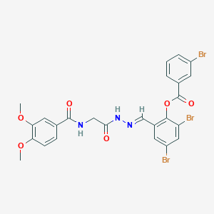 molecular formula C25H20Br3N3O6 B11531875 2,4-Dibromo-6-[(E)-({2-[(3,4-dimethoxyphenyl)formamido]acetamido}imino)methyl]phenyl 3-bromobenzoate 