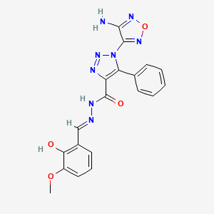 molecular formula C19H16N8O4 B11531879 1-(4-amino-1,2,5-oxadiazol-3-yl)-N'-[(E)-(2-hydroxy-3-methoxyphenyl)methylidene]-5-phenyl-1H-1,2,3-triazole-4-carbohydrazide 