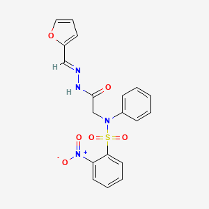 molecular formula C19H16N4O6S B11531884 N-({N'-[(E)-(Furan-2-YL)methylidene]hydrazinecarbonyl}methyl)-2-nitro-N-phenylbenzene-1-sulfonamide 