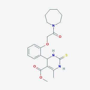 molecular formula C21H27N3O4S B11531891 Methyl 4-{2-[2-(azepan-1-yl)-2-oxoethoxy]phenyl}-6-methyl-2-thioxo-1,2,3,4-tetrahydropyrimidine-5-carboxylate 