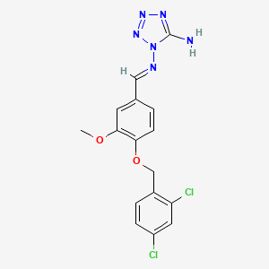 molecular formula C16H14Cl2N6O2 B11531904 N~1~-[(E)-{4-[(2,4-dichlorobenzyl)oxy]-3-methoxyphenyl}methylidene]-1H-tetrazole-1,5-diamine 