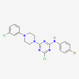 molecular formula C19H17BrCl2N6 B11531992 N-(4-bromophenyl)-4-chloro-6-[4-(3-chlorophenyl)piperazin-1-yl]-1,3,5-triazin-2-amine 