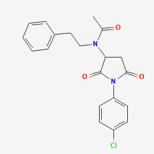 molecular formula C20H19ClN2O3 B11532011 N-[1-(4-chlorophenyl)-2,5-dioxopyrrolidin-3-yl]-N-(2-phenylethyl)acetamide 