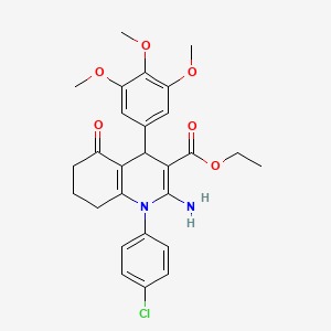 molecular formula C27H29ClN2O6 B11532106 Ethyl 2-amino-1-(4-chlorophenyl)-5-oxo-4-(3,4,5-trimethoxyphenyl)-1,4,5,6,7,8-hexahydroquinoline-3-carboxylate 