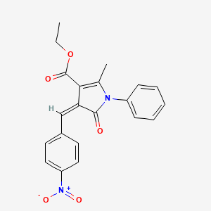 molecular formula C21H18N2O5 B11532247 ethyl (4Z)-2-methyl-4-(4-nitrobenzylidene)-5-oxo-1-phenyl-4,5-dihydro-1H-pyrrole-3-carboxylate 