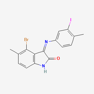 molecular formula C16H12BrIN2O B11532284 (3Z)-4-bromo-3-[(3-iodo-4-methylphenyl)imino]-5-methyl-1,3-dihydro-2H-indol-2-one 