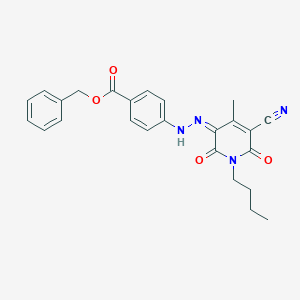 Benzyl 4-[(1-butyl-5-cyano-1,6-dihydro-2-hydroxy-4-methyl-6-oxopyridin-3-YL)azo]benzoate