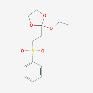 molecular formula C13H18O5S B115337 2-Ethoxy-2-(2-(phenylsulfonyl)ethyl)-1,3-dioxolane CAS No. 149099-23-0
