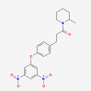 molecular formula C21H23N3O6 B11533720 3-[4-(3,5-Dinitrophenoxy)phenyl]-1-(2-methylpiperidin-1-yl)propan-1-one 