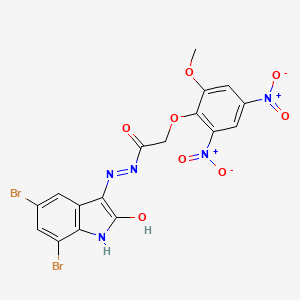 molecular formula C17H11Br2N5O8 B11533722 N'-[(3Z)-5,7-dibromo-2-oxo-1,2-dihydro-3H-indol-3-ylidene]-2-(2-methoxy-4,6-dinitrophenoxy)acetohydrazide 