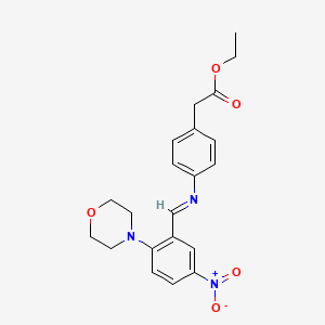 molecular formula C21H23N3O5 B11533746 ethyl [4-({(E)-[2-(morpholin-4-yl)-5-nitrophenyl]methylidene}amino)phenyl]acetate 