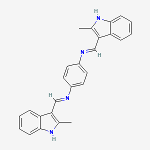 molecular formula C26H22N4 B11533801 N,N'-bis[(E)-(2-methyl-1H-indol-3-yl)methylidene]benzene-1,4-diamine 
