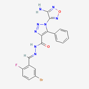 molecular formula C18H12BrFN8O2 B11534040 1-(4-amino-1,2,5-oxadiazol-3-yl)-N'-[(E)-(5-bromo-2-fluorophenyl)methylidene]-5-phenyl-1H-1,2,3-triazole-4-carbohydrazide 