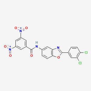 molecular formula C20H10Cl2N4O6 B11534053 N-[2-(3,4-dichlorophenyl)-1,3-benzoxazol-5-yl]-3,5-dinitrobenzamide 