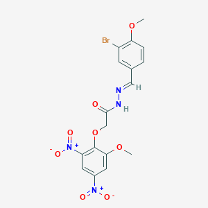 molecular formula C17H15BrN4O8 B11534542 N'-[(E)-(3-bromo-4-methoxyphenyl)methylidene]-2-(2-methoxy-4,6-dinitrophenoxy)acetohydrazide 