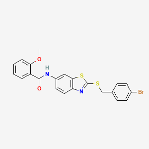 molecular formula C22H17BrN2O2S2 B11534552 N-{2-[(4-bromobenzyl)sulfanyl]-1,3-benzothiazol-6-yl}-2-methoxybenzamide 