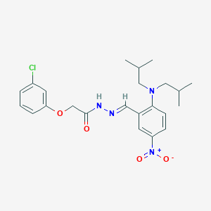 molecular formula C23H29ClN4O4 B11534607 N'-[(E)-{2-[bis(2-methylpropyl)amino]-5-nitrophenyl}methylidene]-2-(3-chlorophenoxy)acetohydrazide 