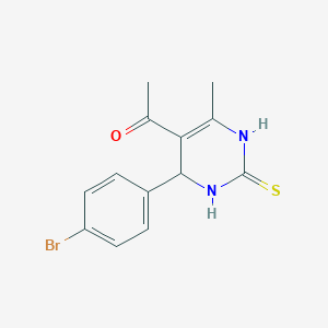 molecular formula C13H13BrN2OS B11534714 Pyrimidine-2(1H)-thione, 3,4-dihydro-5-acetyl-4-(4-bromophenyl)-6-methyl- CAS No. 123629-44-7
