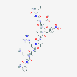 molecular formula C56H88N16O14 B115348 Anthranilyl-Lys-Ala-Arg-Val-Nle-p-nitro-Phe-Glu-Ala-Nle amide CAS No. 141223-69-0