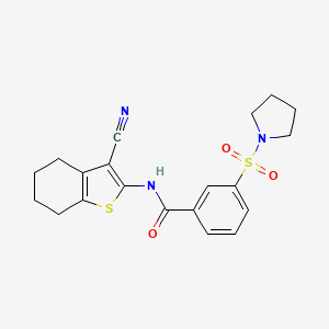 molecular formula C20H21N3O3S2 B11534839 N-(3-cyano-4,5,6,7-tetrahydro-1-benzothiophen-2-yl)-3-(pyrrolidin-1-ylsulfonyl)benzamide 