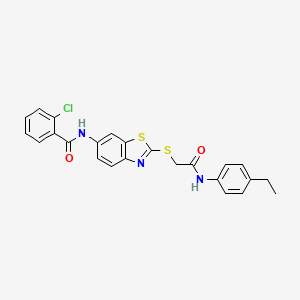 molecular formula C24H20ClN3O2S2 B11534880 2-chloro-N-[2-({2-[(4-ethylphenyl)amino]-2-oxoethyl}sulfanyl)-1,3-benzothiazol-6-yl]benzamide 