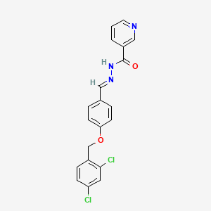 molecular formula C20H15Cl2N3O2 B11534899 N'-[(E)-{4-[(2,4-dichlorobenzyl)oxy]phenyl}methylidene]pyridine-3-carbohydrazide 
