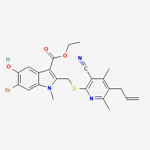 molecular formula C24H24BrN3O3S B11535063 ethyl 6-bromo-2-({[3-cyano-4,6-dimethyl-5-(prop-2-en-1-yl)pyridin-2-yl]sulfanyl}methyl)-5-hydroxy-1-methyl-1H-indole-3-carboxylate 