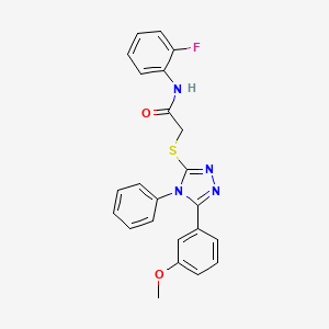 molecular formula C23H19FN4O2S B11535118 N-(2-fluorophenyl)-2-{[5-(3-methoxyphenyl)-4-phenyl-4H-1,2,4-triazol-3-yl]sulfanyl}acetamide 
