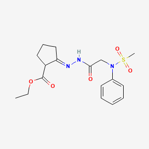 molecular formula C17H23N3O5S B11535183 Ethyl (2E)-2-{[2-(N-phenylmethanesulfonamido)acetamido]imino}cyclopentane-1-carboxylate 