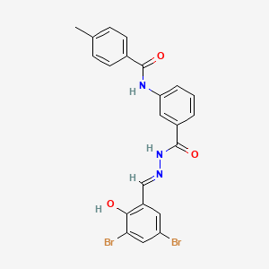 molecular formula C22H17Br2N3O3 B11535446 N-(3-{[(2E)-2-(3,5-dibromo-2-hydroxybenzylidene)hydrazinyl]carbonyl}phenyl)-4-methylbenzamide 