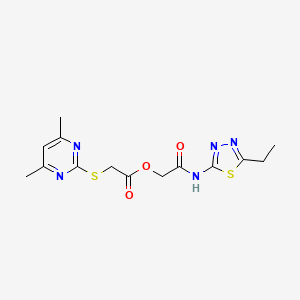 molecular formula C14H17N5O3S2 B11535633 2-[(5-Ethyl-1,3,4-thiadiazol-2-yl)amino]-2-oxoethyl [(4,6-dimethylpyrimidin-2-yl)sulfanyl]acetate 