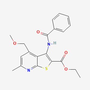 molecular formula C20H20N2O4S B11535657 Ethyl 3-benzamido-4-(methoxymethyl)-6-methylthieno[2,3-b]pyridine-2-carboxylate 