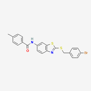 molecular formula C22H17BrN2OS2 B11535671 N-{2-[(4-bromobenzyl)sulfanyl]-1,3-benzothiazol-6-yl}-4-methylbenzamide 