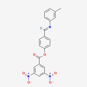 molecular formula C21H15N3O6 B11535795 4-[(E)-[(3-Methylphenyl)imino]methyl]phenyl 3,5-dinitrobenzoate 