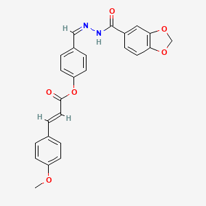 molecular formula C25H20N2O6 B11535976 4-{(Z)-[2-(1,3-benzodioxol-5-ylcarbonyl)hydrazinylidene]methyl}phenyl (2E)-3-(4-methoxyphenyl)prop-2-enoate 