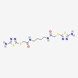 molecular formula C12H18N8O2S4 B11536672 N,N'-butane-1,4-diylbis{2-[(5-amino-1,3,4-thiadiazol-2-yl)sulfanyl]acetamide} 