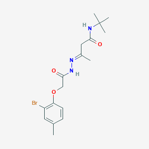 molecular formula C17H24BrN3O3 B11536725 (3E)-3-{[(2-bromo-4-methylphenoxy)acetyl]hydrazono}-N-(tert-butyl)butanamide 