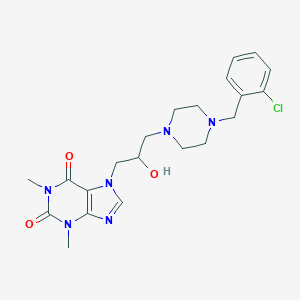 molecular formula C21H27ClN6O3 B011537 Theophylline, 7-(3-(4-(o-chlorobenzyl)-1-piperazinyl)-2-hydroxypropyl)- CAS No. 19971-95-0