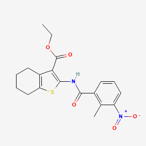 molecular formula C19H20N2O5S B11537206 Ethyl 2-{[(2-methyl-3-nitrophenyl)carbonyl]amino}-4,5,6,7-tetrahydro-1-benzothiophene-3-carboxylate 