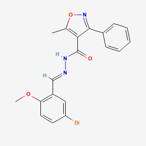 molecular formula C19H16BrN3O3 B11537321 N'-[(E)-(5-bromo-2-methoxyphenyl)methylidene]-5-methyl-3-phenyl-1,2-oxazole-4-carbohydrazide 